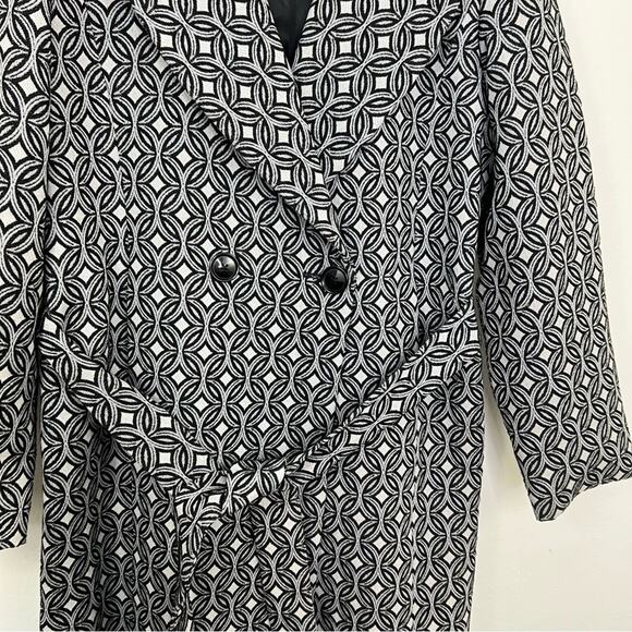 Sofia Cashmere Wool Blend Gray Black Geometric Double Breasted Coat Size Large - Picture 4 of 14